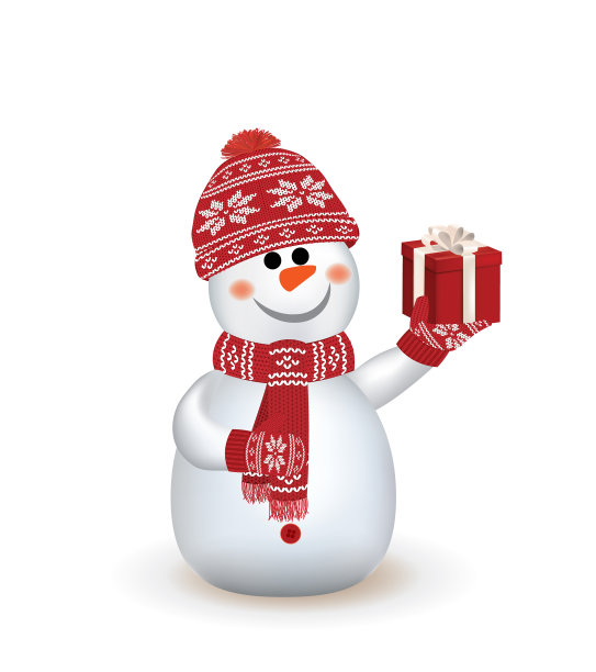 雪人手里拿着礼物图片下载