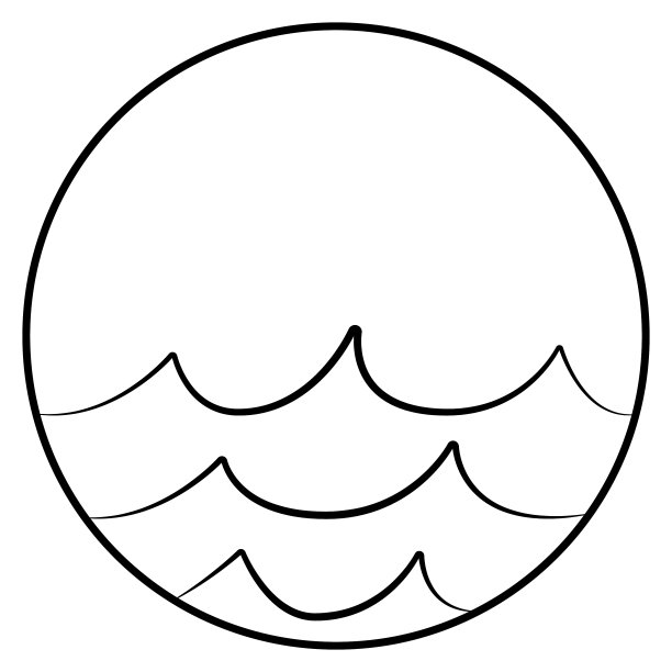 简单极简的波浪湖水河logo在图片下载