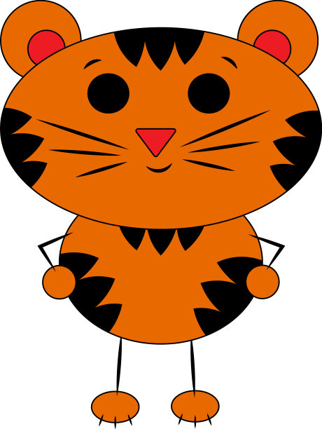 可爱的卡通老虎画在颜色图片下载
