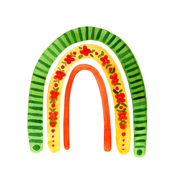 水彩画可爱稚嫩的彩虹用图片下载
