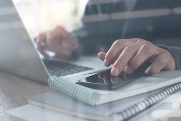 商人在家用笔记本电脑工作图片下载