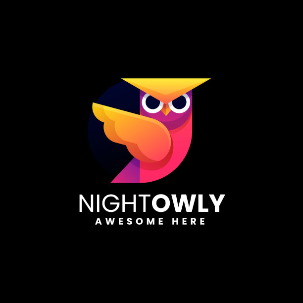 Logo猫头鹰渐变彩色风格图片下载