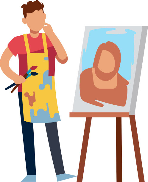 艺术家画人像人拿着画笔图片下载