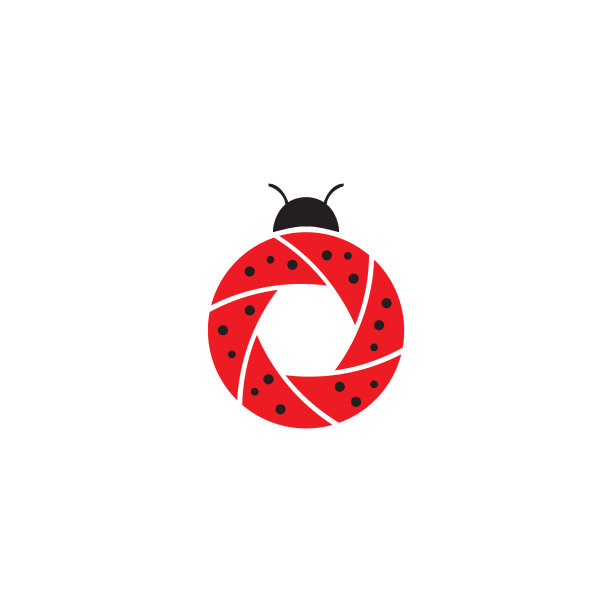 快门镜头相机与瓢虫昆虫标志图片下载