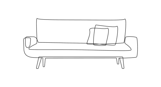 现代家具沙发，配有靠枕图片下载
