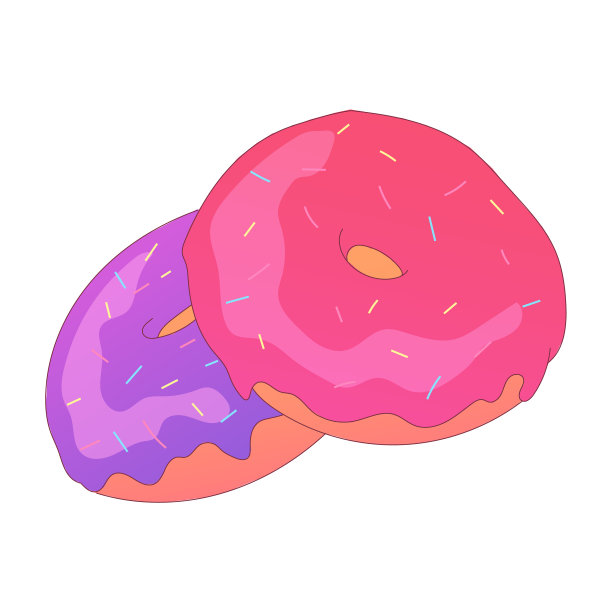 现实的圆形甜甜圈在白色背景图片下载