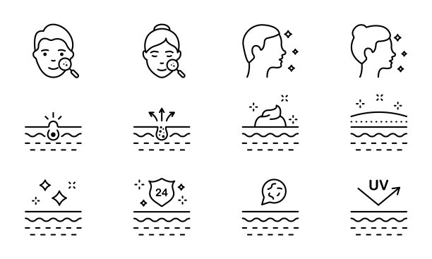 脸部护肤定线图标痘痘黑头图片下载