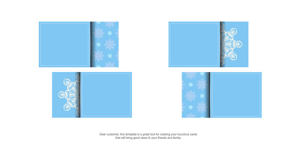 蓝色名片，印着白色饰品图片下载