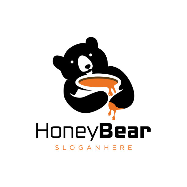 熊抱蜜罐扁平设计图片下载