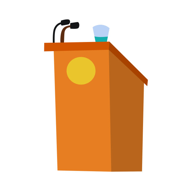 带麦克风的木架棕色木质讲坛图片下载