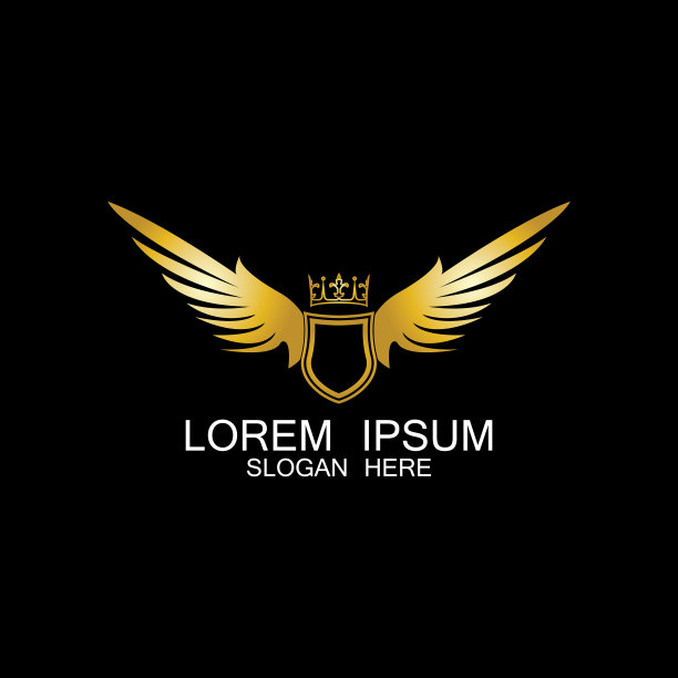 金色翼盾与皇冠标志纹章图片下载