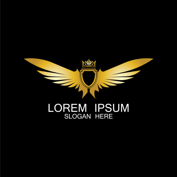 金色翼盾与皇冠标志纹章图片下载