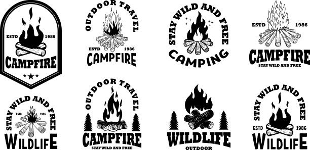 一套徽章模板与营火设计图片下载