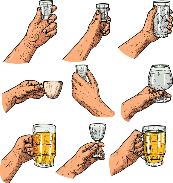 一套人的手与酒杯设计图片下载