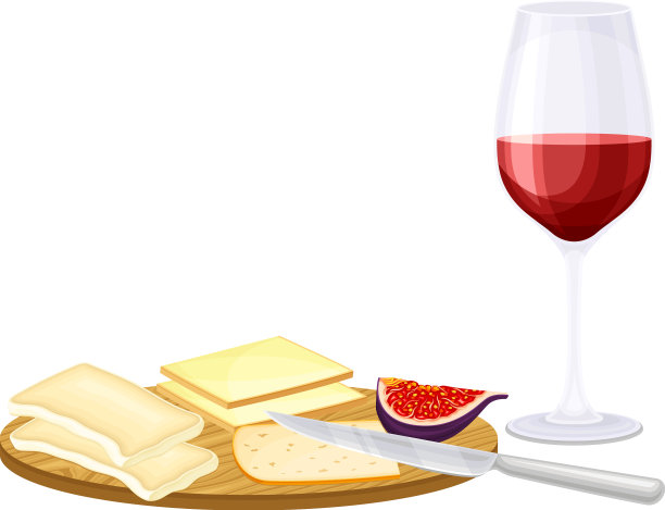 盛酒的酒杯，配上奶酪图片下载