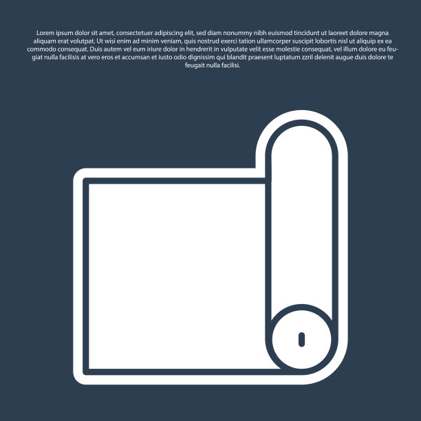 蓝色线健身垫滚动图标孤立在蓝色上图片下载