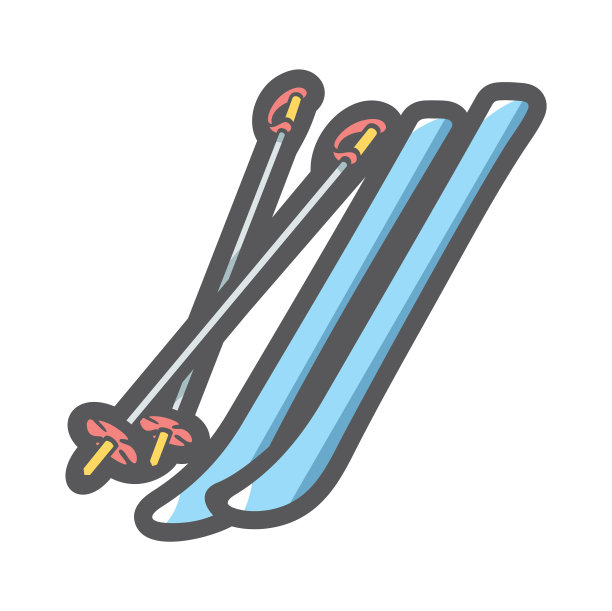 滑雪板和滑雪杖是卡通形象图片下载