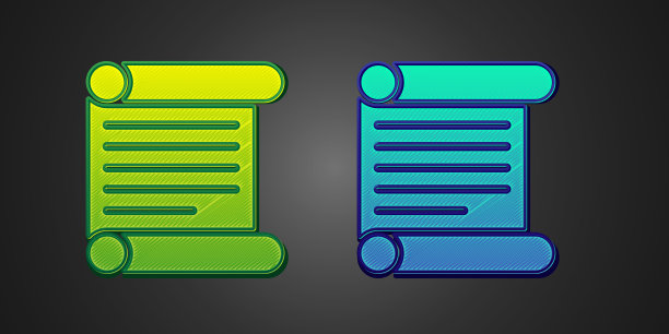 绿色和蓝色的法令纸，羊皮纸卷轴图片下载