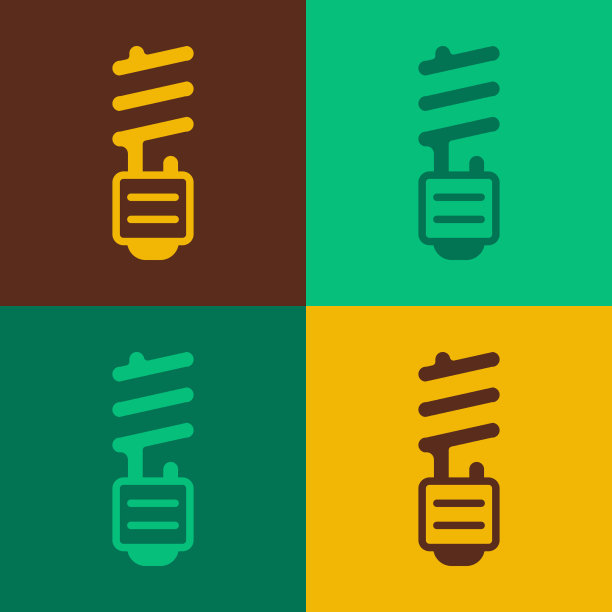 波普艺术led灯泡图标孤立的颜色图片下载