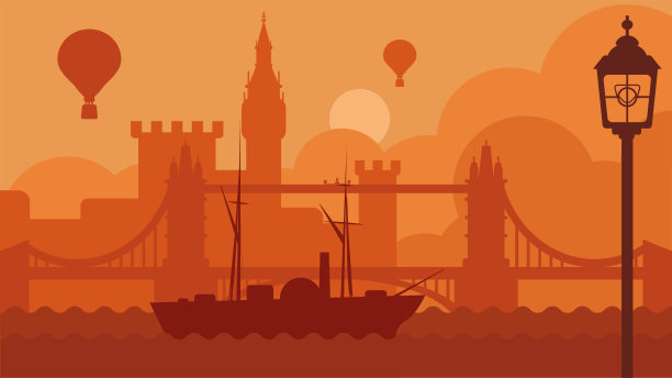 伦敦景观与建筑和河流向量图片下载