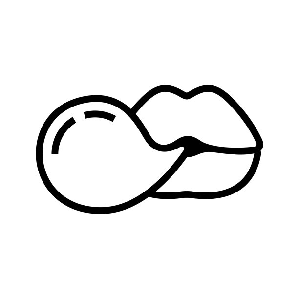 女性嘴唇吹泡泡糖画一条线图片下载