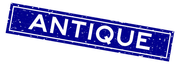 Grunge蓝色古董字方形橡胶印章在白色背景图片下载