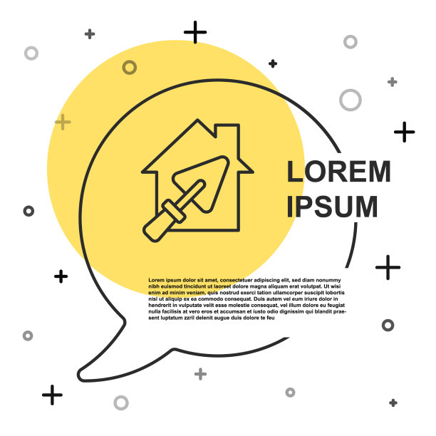 黑线房子或家里用镘刀图标孤立图片下载