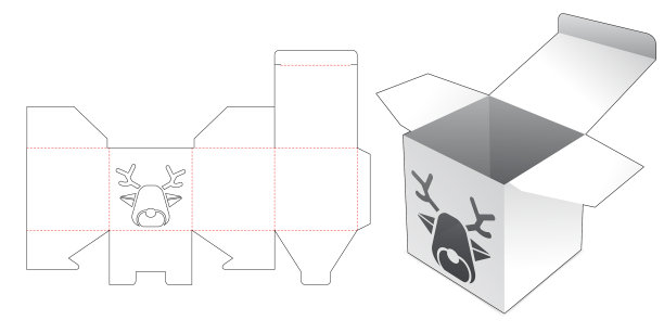 迷你盒子与驯鹿形状的窗口模切图片下载