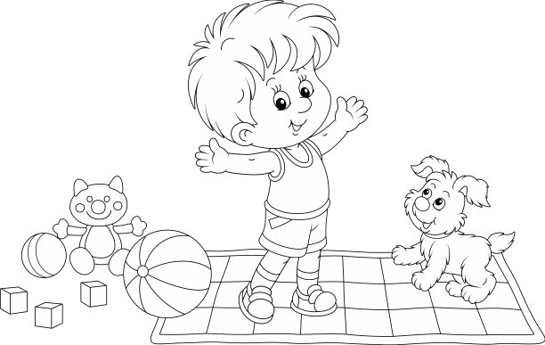 小男孩在家里做早操图片下载