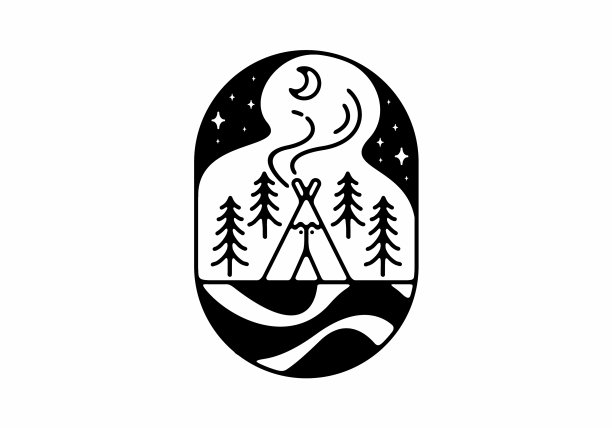 露营的线条艺术图片下载