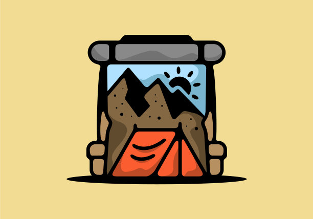 露营背包的线条艺术图片下载