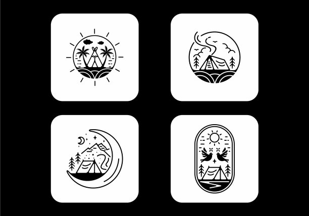 露营的线条艺术图片下载