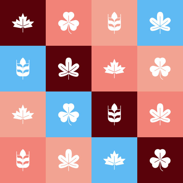 设置波普艺术加拿大枫叶三叶草和小麦图片下载