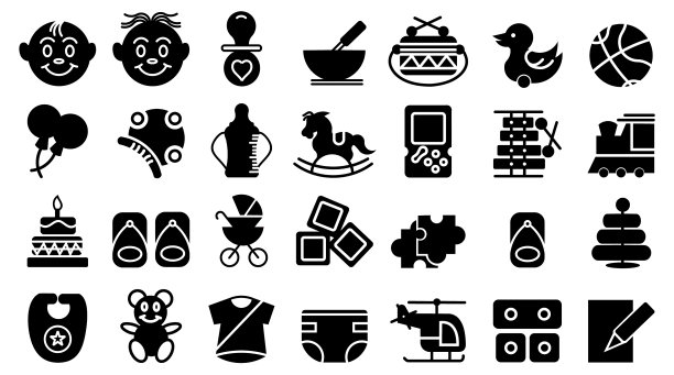 婴儿玩具细线图标图片下载