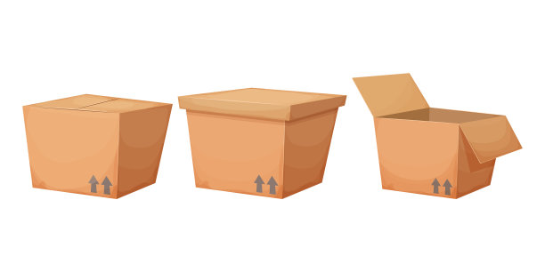 将纸盒孤立在卡通风格上图片下载