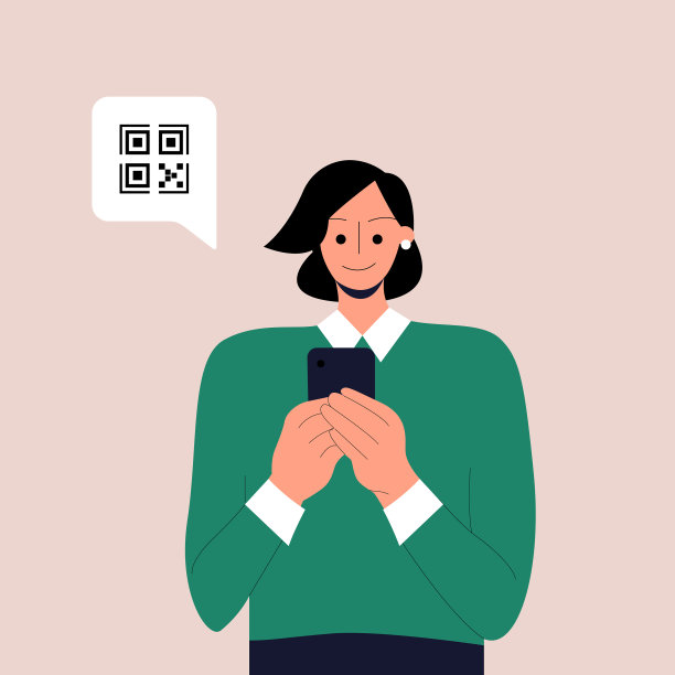 手持智能手机的可爱女性卡通人物图片下载