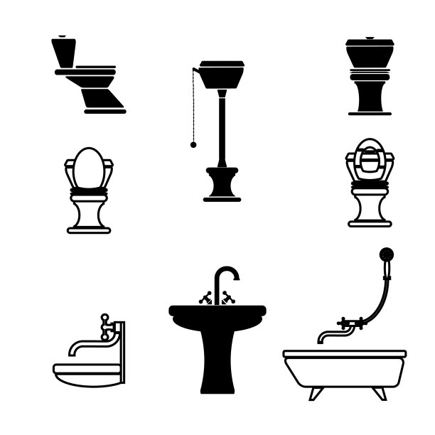 卫生间及卫浴配件轮廓图图片下载