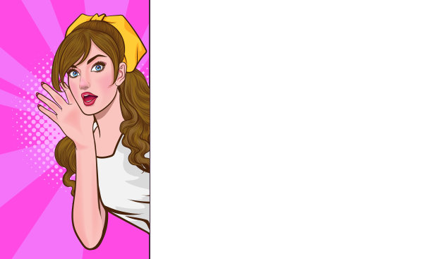 一个女人在白板后面偷看并说图片下载