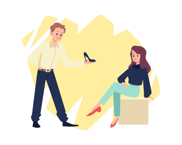 鞋店卖家向客户展示平底鞋图片下载