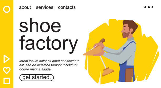 鞋厂卡通落地大胡子男人图片下载