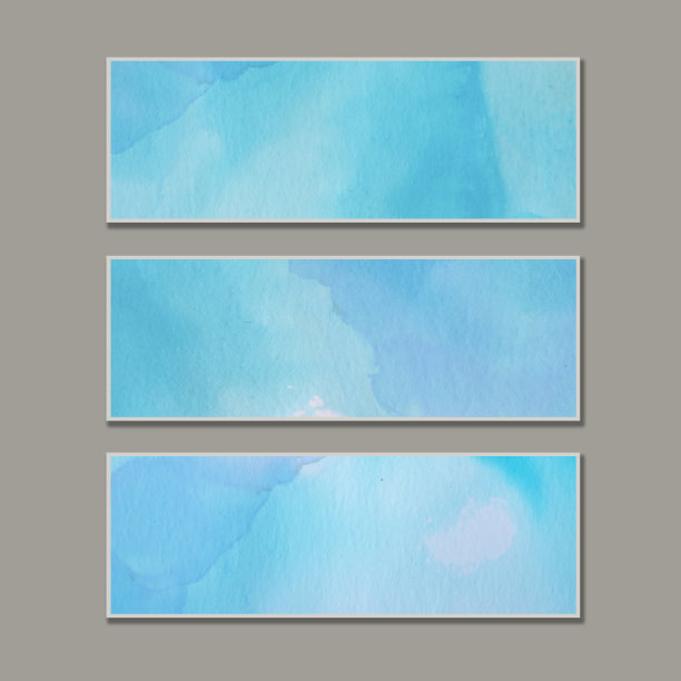 抽象彩色水彩横幅集设计。手绘抽象颜料笔触设定。水彩元素横幅，贺卡或邀请模板。图片下载