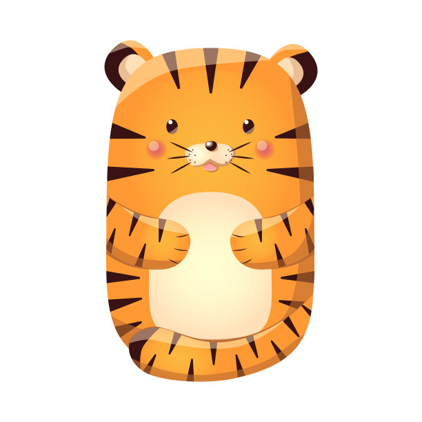 白色背景的可爱卡通老虎图片下载