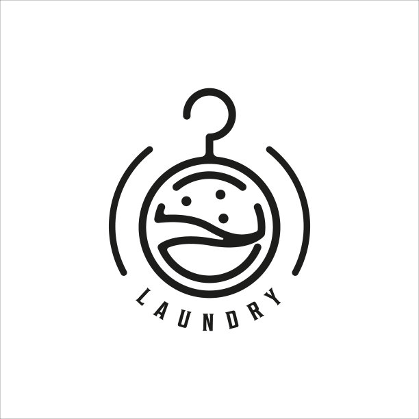洗衣店极简线条艺术logo简单模板图片下载