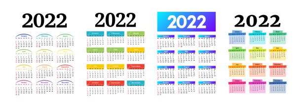 2022年的日历被隔离在白色背景上图片下载