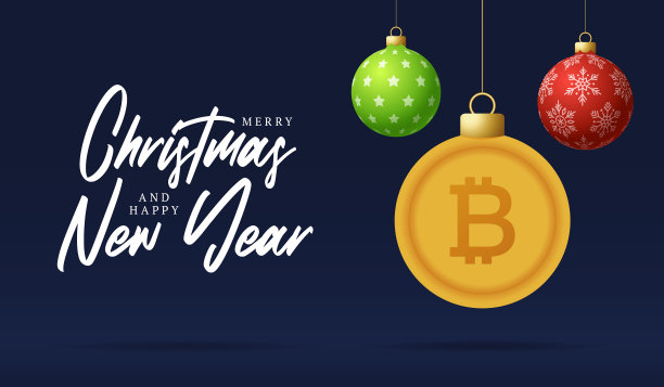 圣诞快乐黄金比特币象征旗帜图片下载