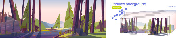 视差背景卡通自然2d景观图片下载