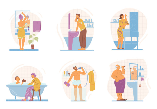 一组做卫生的卡通人物或者图片下载