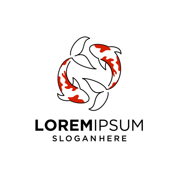 锦鲤鱼线艺术锦鲤鱼日本标志图片下载