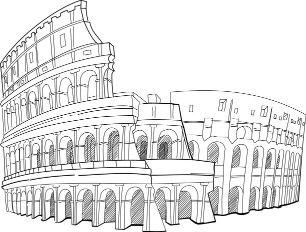 黑色和白色斗兽场的地标图片下载