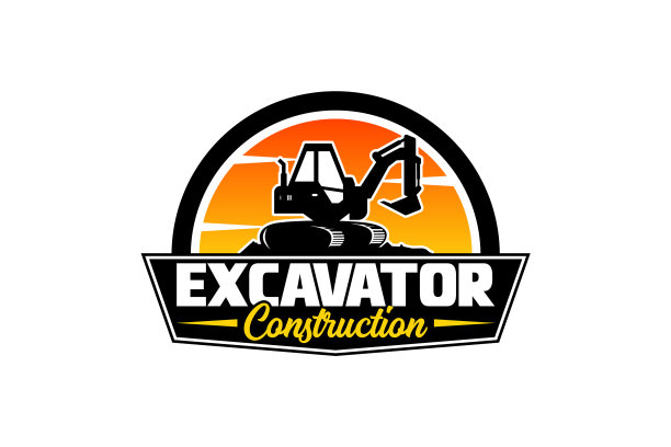 挖掘机标志模板为重型设备标志图片下载